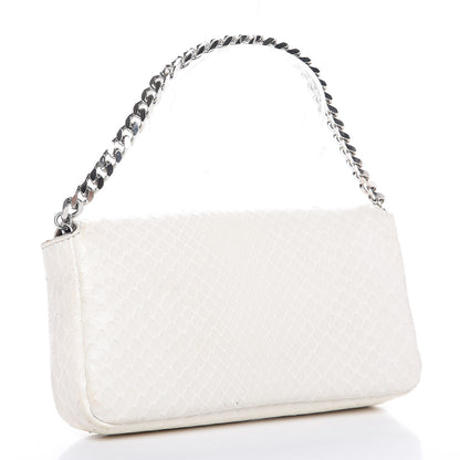 Fendi Snakeskin Rabbit Fox Fur Micro Buggie Baguette White 3 of 7
