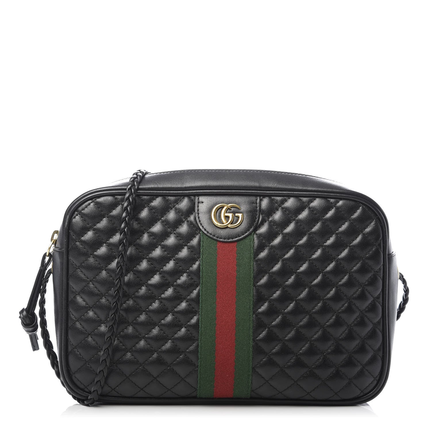 Gucci Calfskin Web Trapuntata Small GG Shoulder Bag Black 1 of 9