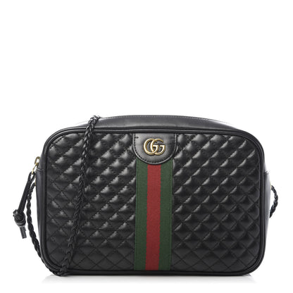 Gucci Calfskin Web Trapuntata Small GG Shoulder Bag Black 1 of 9