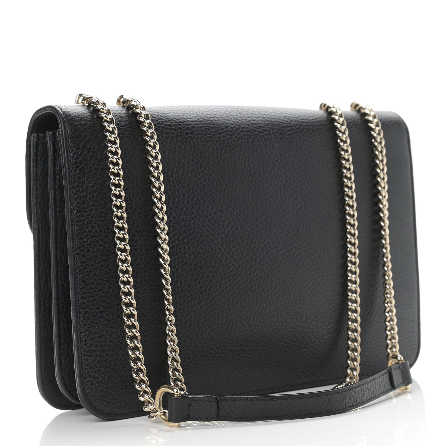 Gucci Dollar Calfskin Interlocking G Shoulder Bag Black 2 of 12