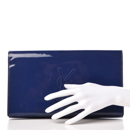 Saint Laurent Patent Calfskin Monogram Large Belle De Jour Clutch Royal Blue 3 of 11