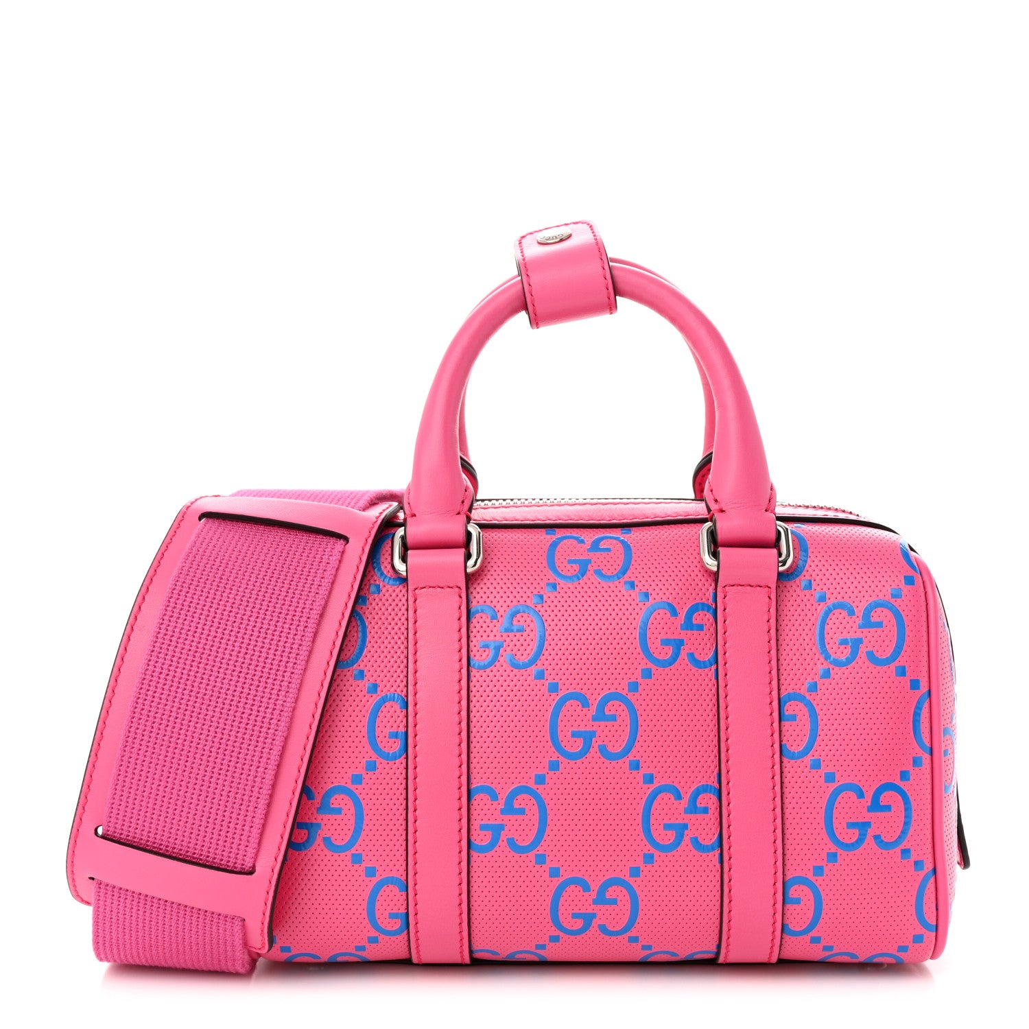 Gucci Calfskin GG Tennis Bi-Color Embossed Mini Duffle Bag Modern Fucsia Modern Blue 1 of 11