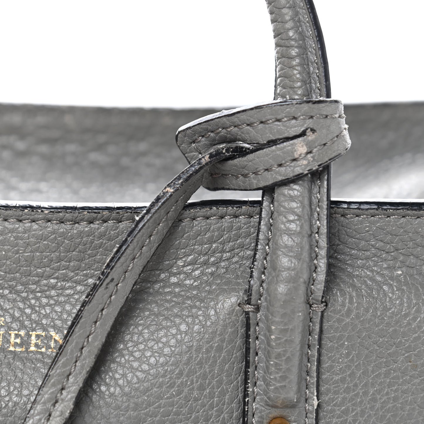 Pebbled Calfskin Small Skull Padlock Zip Around Tote Grey