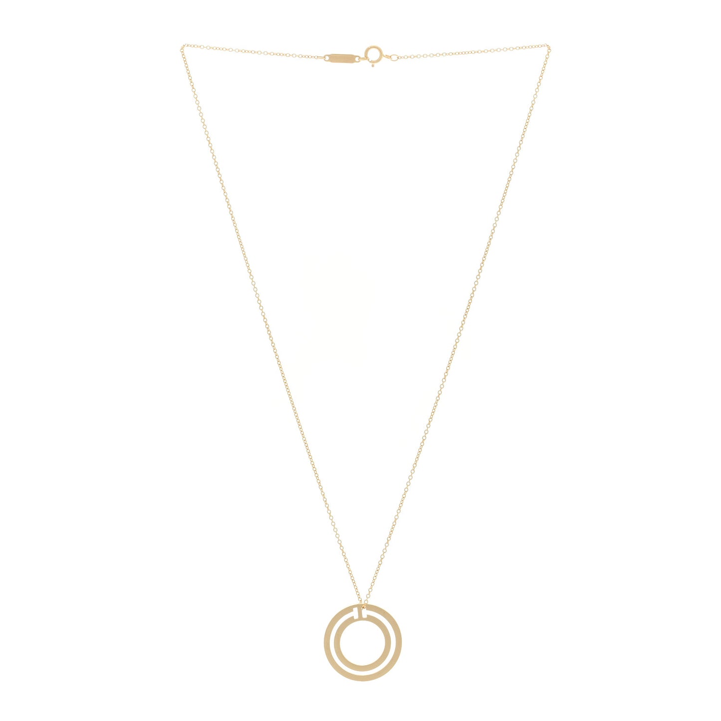 18K Yellow Gold T Circle Pendant Necklace