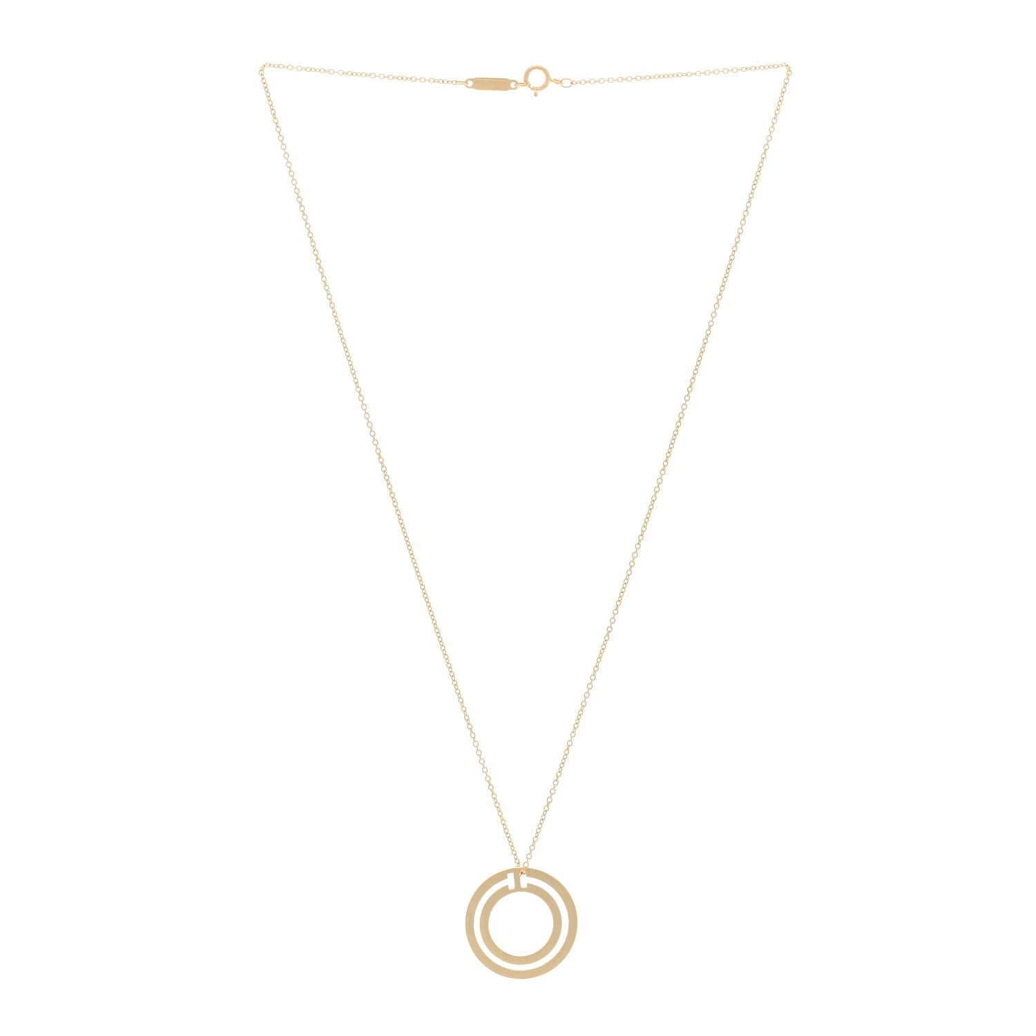 Tiffany 18K Yellow Gold T Circle Pendant Necklace 3 of 5