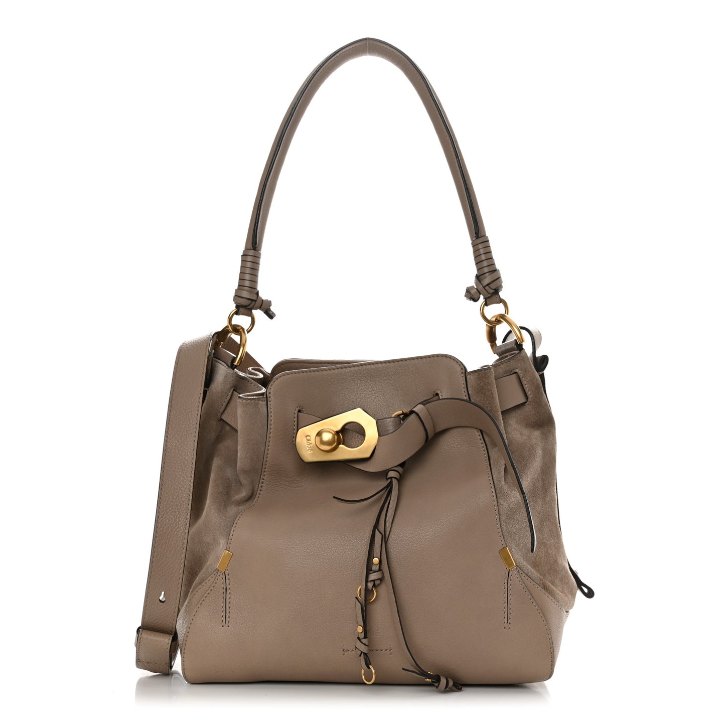 Suede Calfskin Medium Owen Bucket Bag Motty Grey