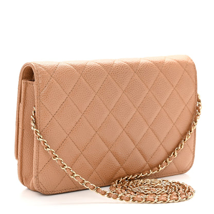 Chanel Caviar Quilted Golden Class Wallet On Chain WOC Beige 3 of 12