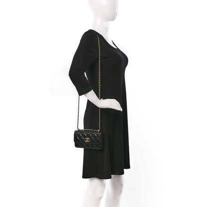 Chanel Lambskin Quilted Dynasty Flap Phone Holder With Chain Black 2 of 9
