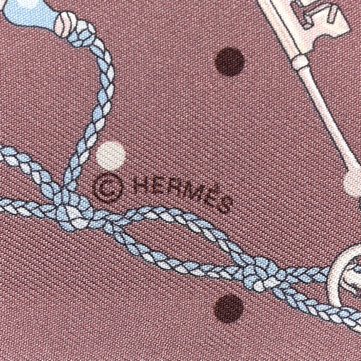 Hermes Silk Les Cles A Pois Twilly Marron Glace Gris 3 of 4