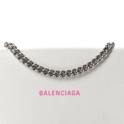 Balenciaga Grained Calfskin Logo Cash Phone Holder Wallet On Chain White Fluo Pink 11 of 12