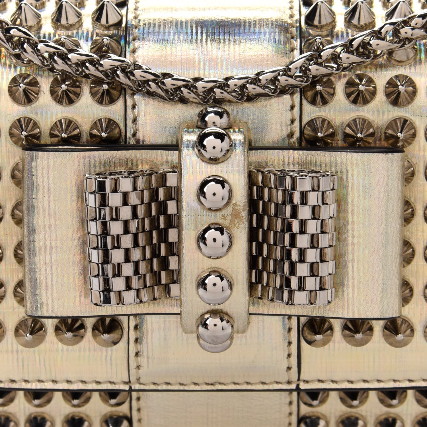 Christian Louboutin Specchio Galactic Spikes Sweety Charity Crossbody Bag Platine 8 of 11