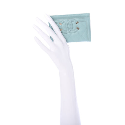 Chanel Caviar Quilted Filigree Card Holder Light Blue 2 of 9