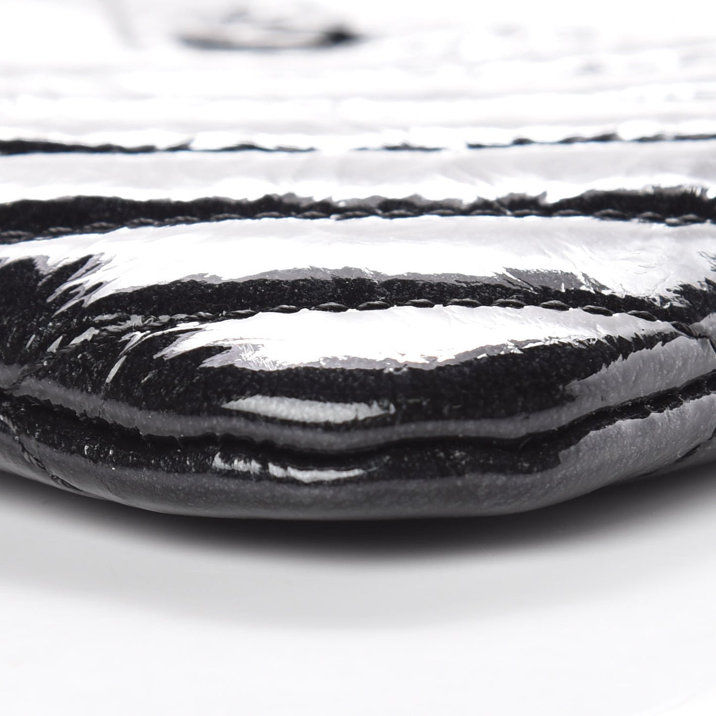 Patent Metallic Crumpled Calfskin Chevron Quilted Cosmetic Case So Black