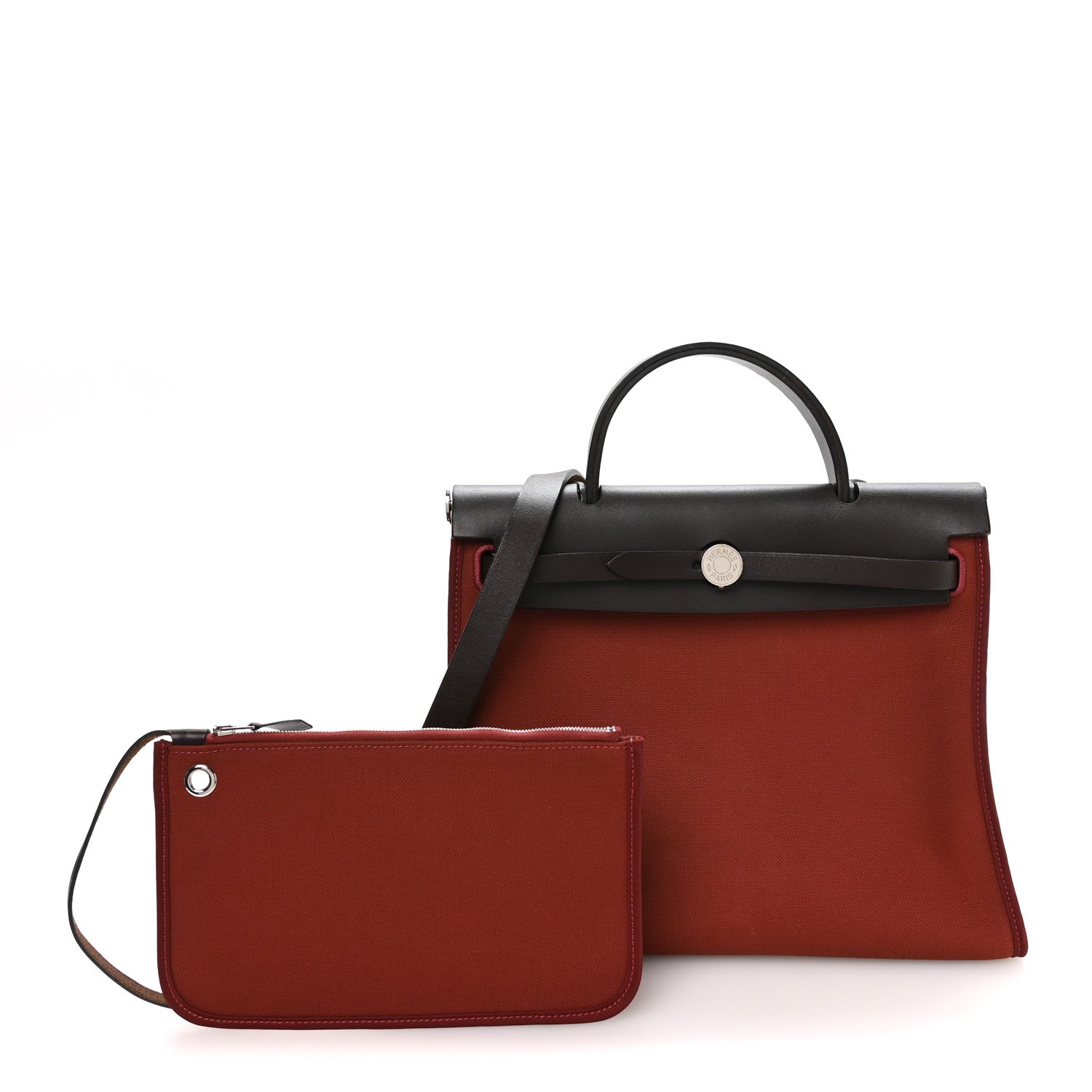 Hermes Military Toile Vache Hunter Herbag Zip Retourne 31 PM Rouge H Ebene 3 of 11