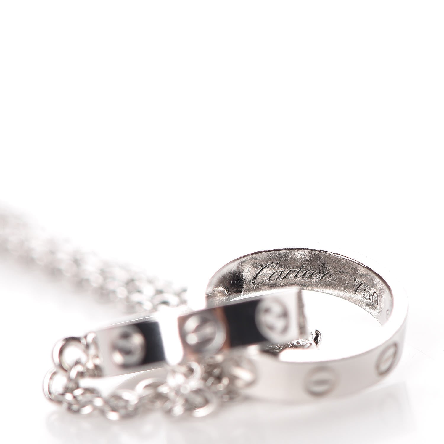 Cartier 18K White Gold Interlocking LOVE Necklace 6 of 8
