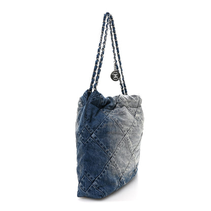 Chanel Denim Quilted Small Chanel 22 Blue 4 of 12
