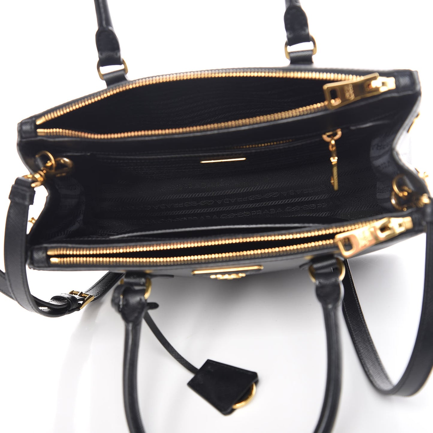 Saffiano Small Galleria Double Zip Tote Black