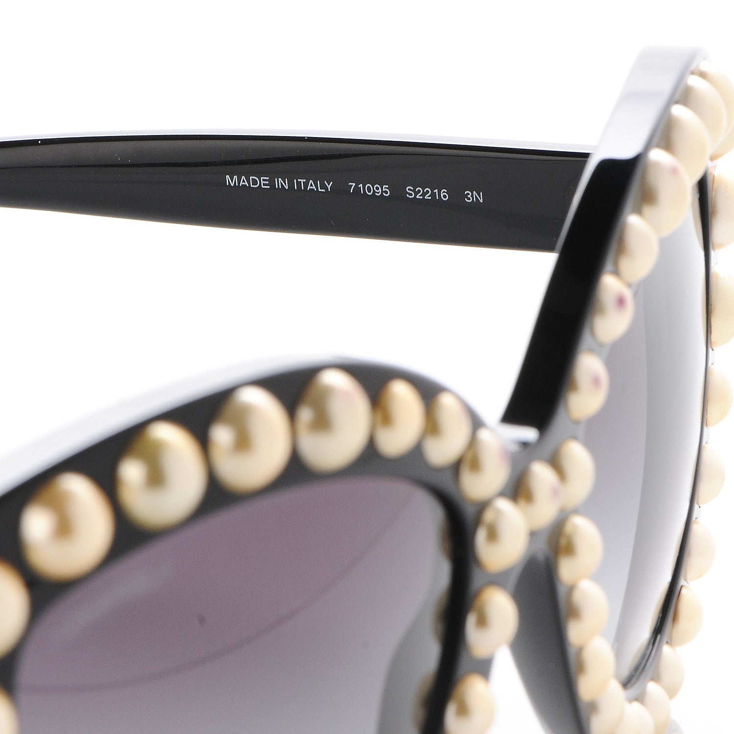 Chanel Pearl Cat Eye Sunglasses Gold Black 5 of 8
