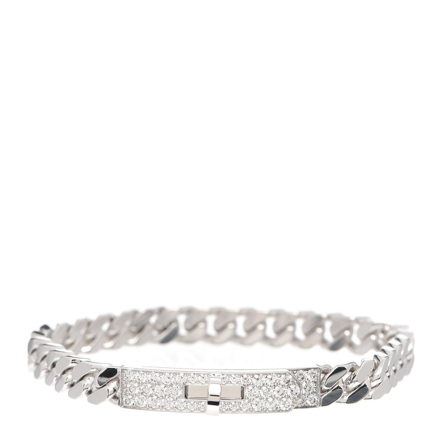 18K White Gold Diamond TPM Kelly Gourmette Bracelet ST