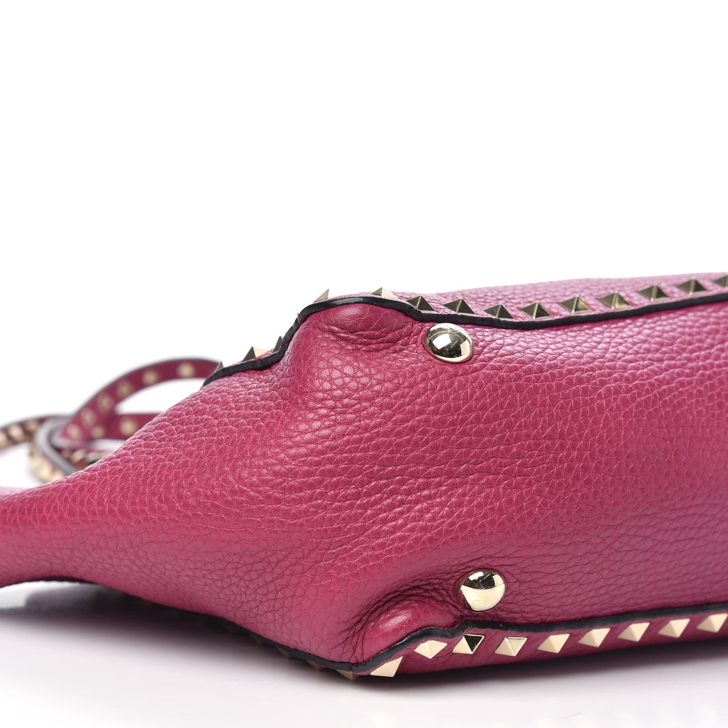 Grained Calfskin Small Rockstud Tote Deep Cyclamin