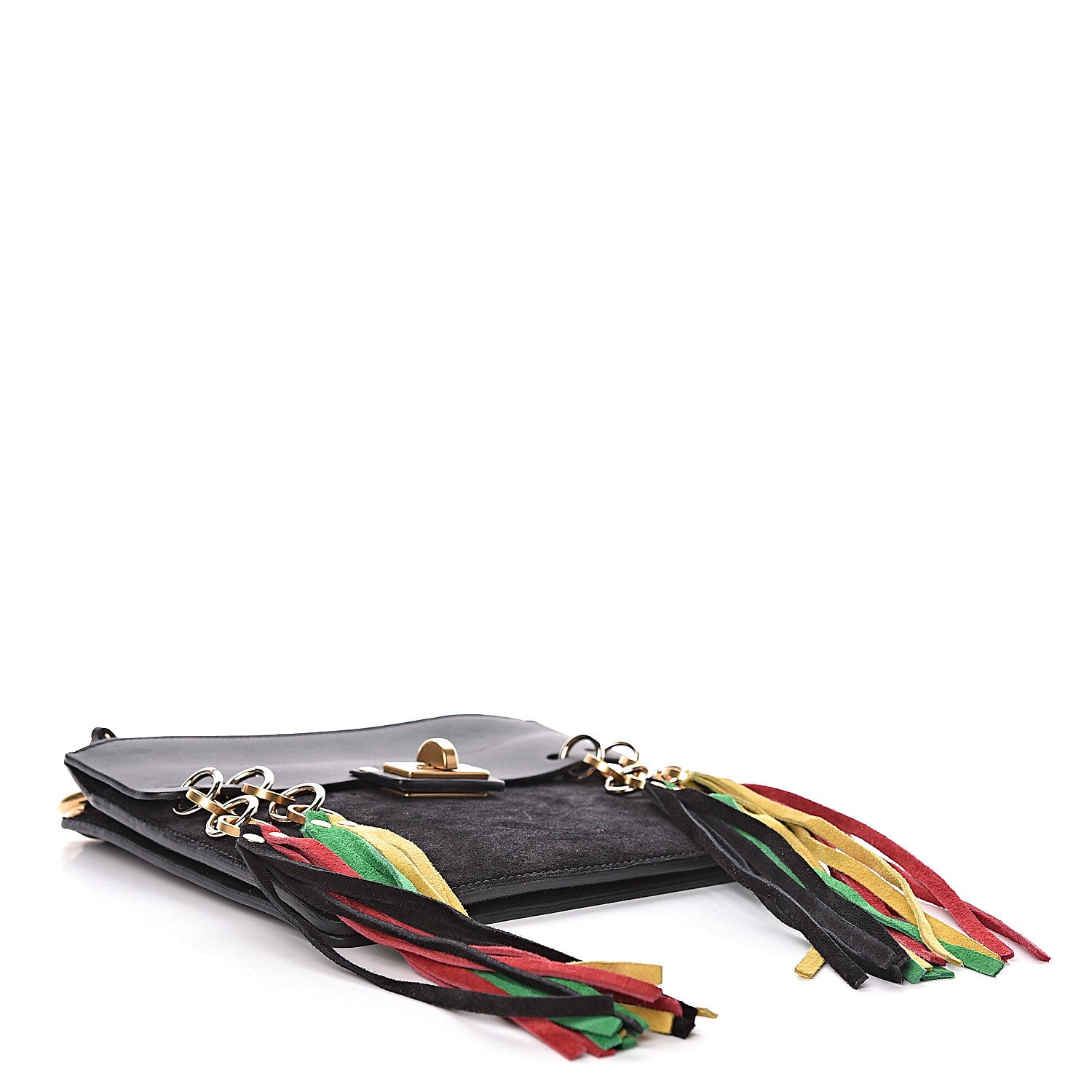 Chloe Calfskin Suede Small Jane Fringe Bag Black 4 of 10