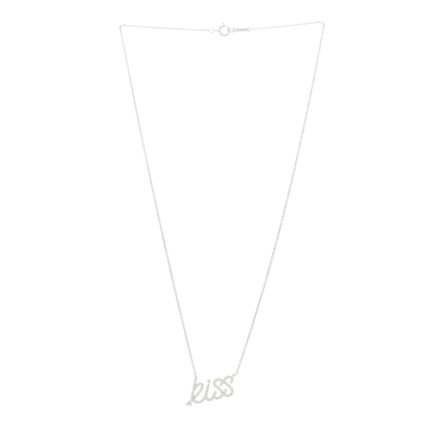 18K White Gold Diamond Small Paloma's Graffiti Kiss Pendant Necklace