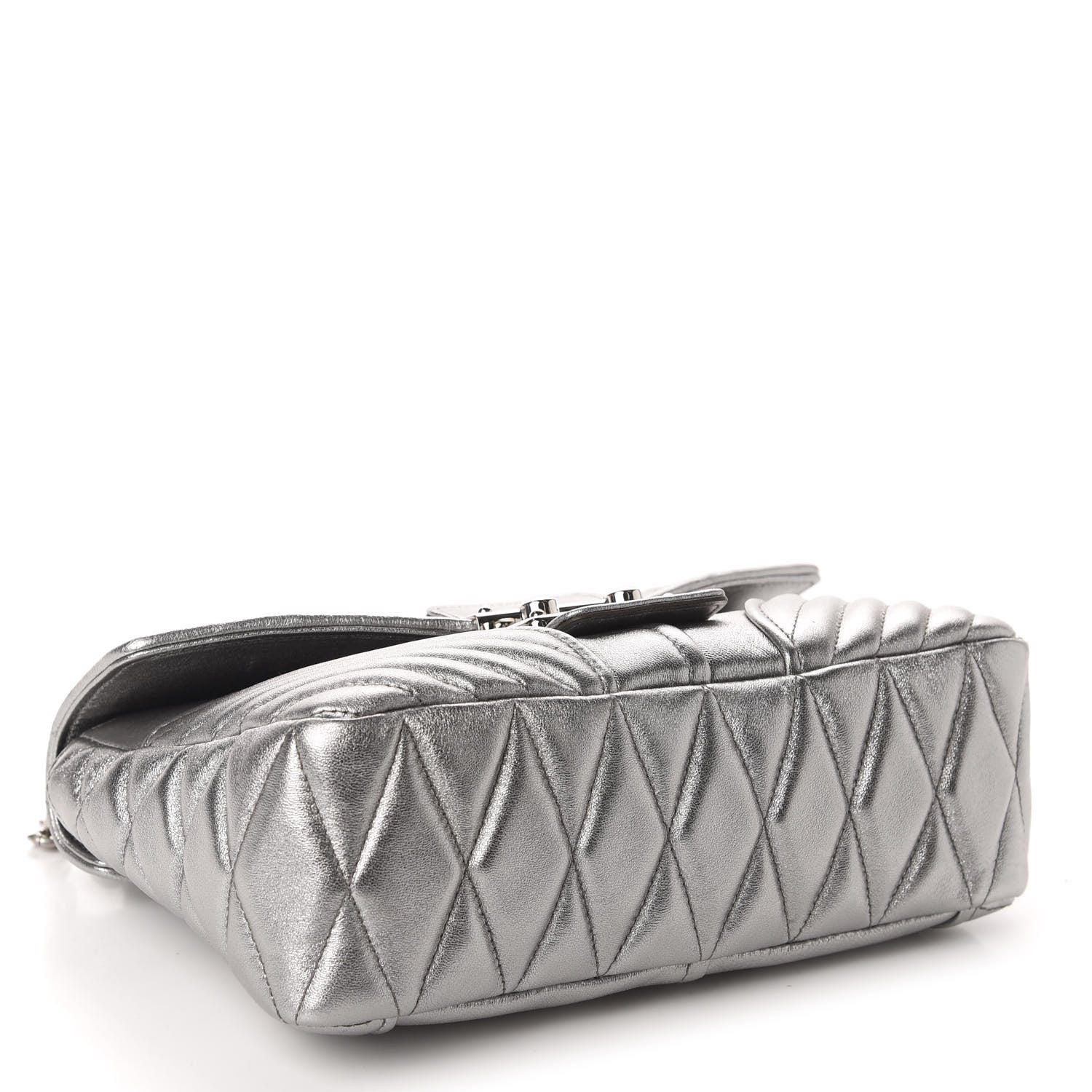 Miu Miu Nappa Matelasse Biker Shoulder Bag Cromo 4 of 10