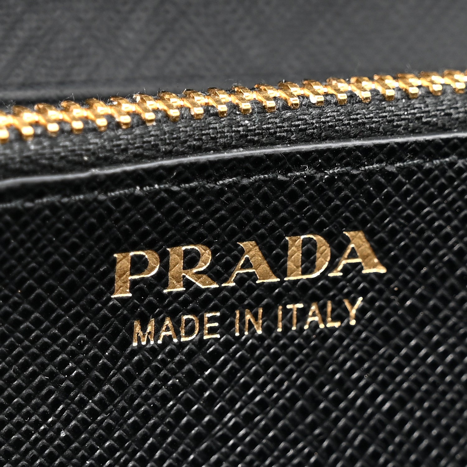 Prada Saffiano Metal Oro Chain Wallet Black 7 of 11