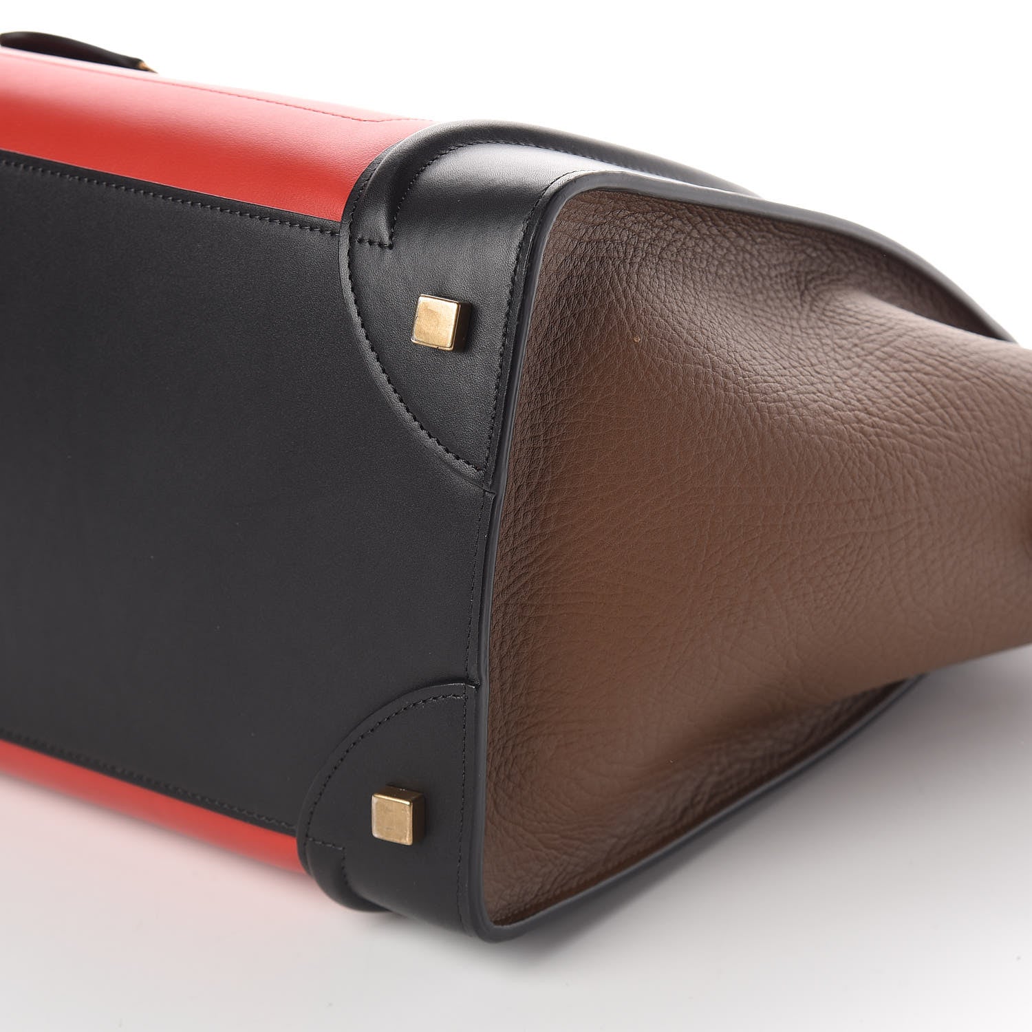 Celine Elephant Calfskin Mini Tri-Color Luggage Bright Red 9 of 9