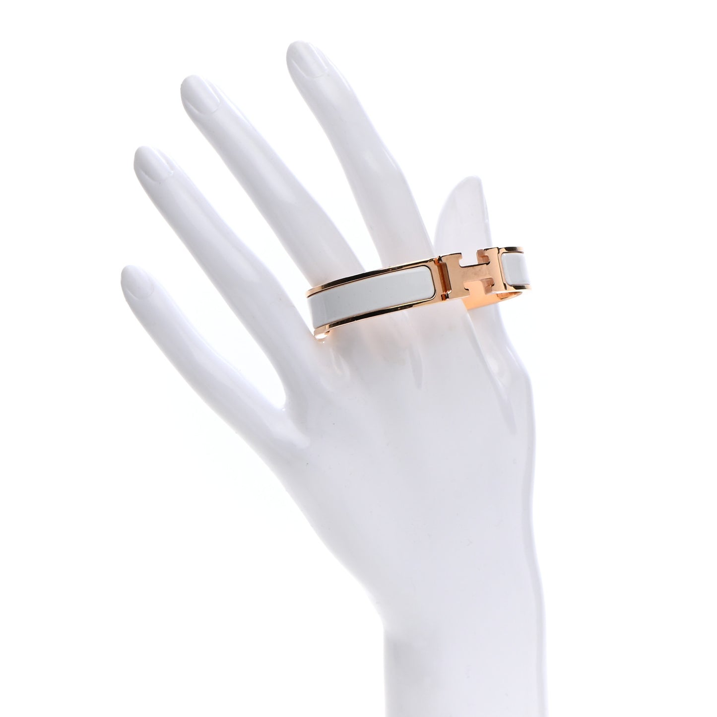 Enamel Narrow Clic Clac H Bracelet PM White