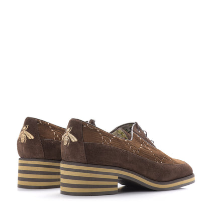 Gucci Velvet GG Monogram Thompson Derby Loafers 40.5 Vintage Cocoa Brown 3 of 11