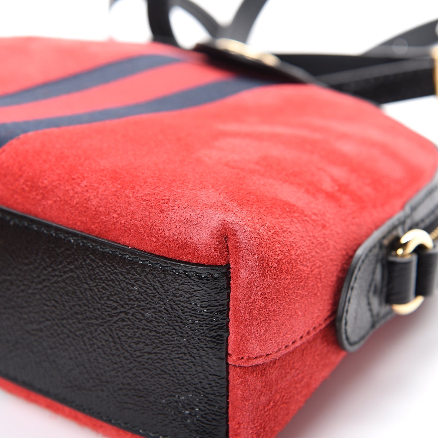 Suede Patent Web GG Small Ophidia Dome Shoulder Bag Hibiscus Red