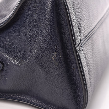 Alexander McQueen Pebbled Calfskin Small Skull Padlock Zip Around Tote Navy 13 of 16