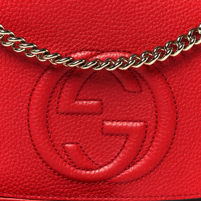 Gucci Pebbled Calfskin Medium Soho Flap Crossbody Tabasco Red 9 of 11