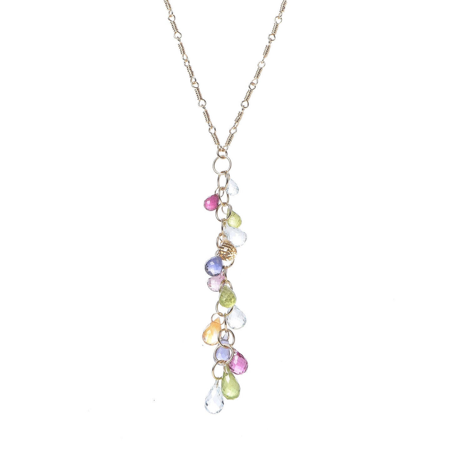 18K Yellow Gold Rainbow Drops Necklace