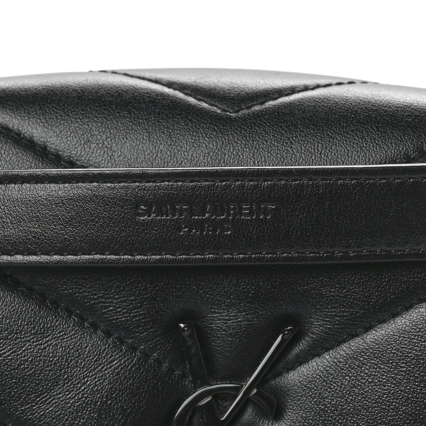 Calfskin Y Quilted Monogram Monochrome Small Loulou Chain Satchel Black