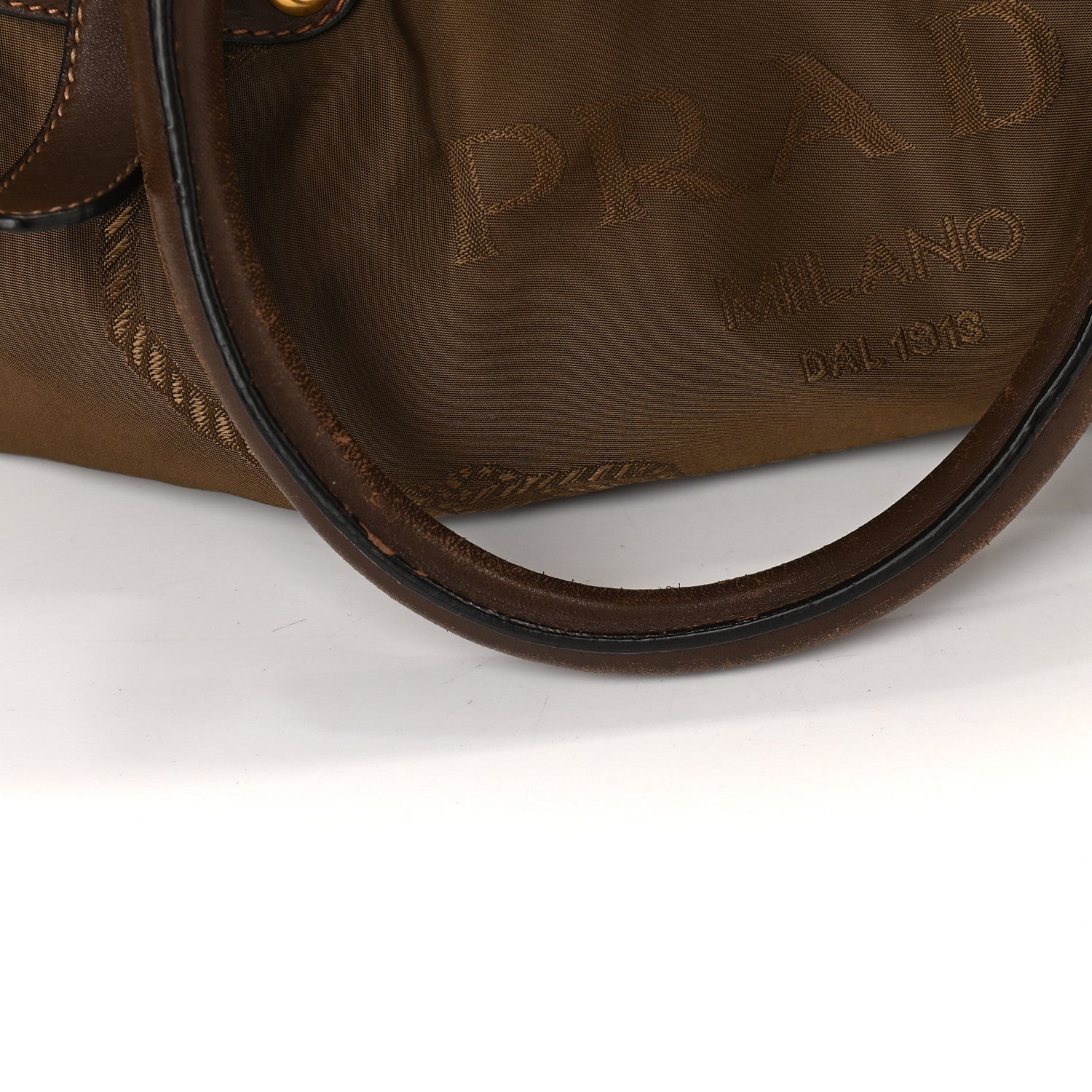 Prada Tessuto Nylon Jacquard Logo Tote Brown 11 of 11