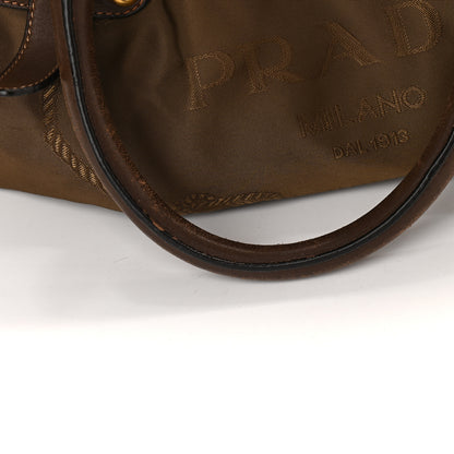 Prada Tessuto Nylon Jacquard Logo Tote Brown 11 of 11