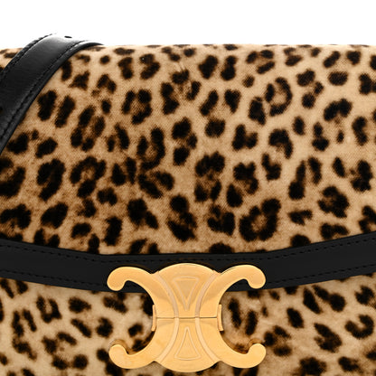 Celine Velvet Calfskin Leopard Print Teen Triomphe Bag Brown Black 7 of 9
