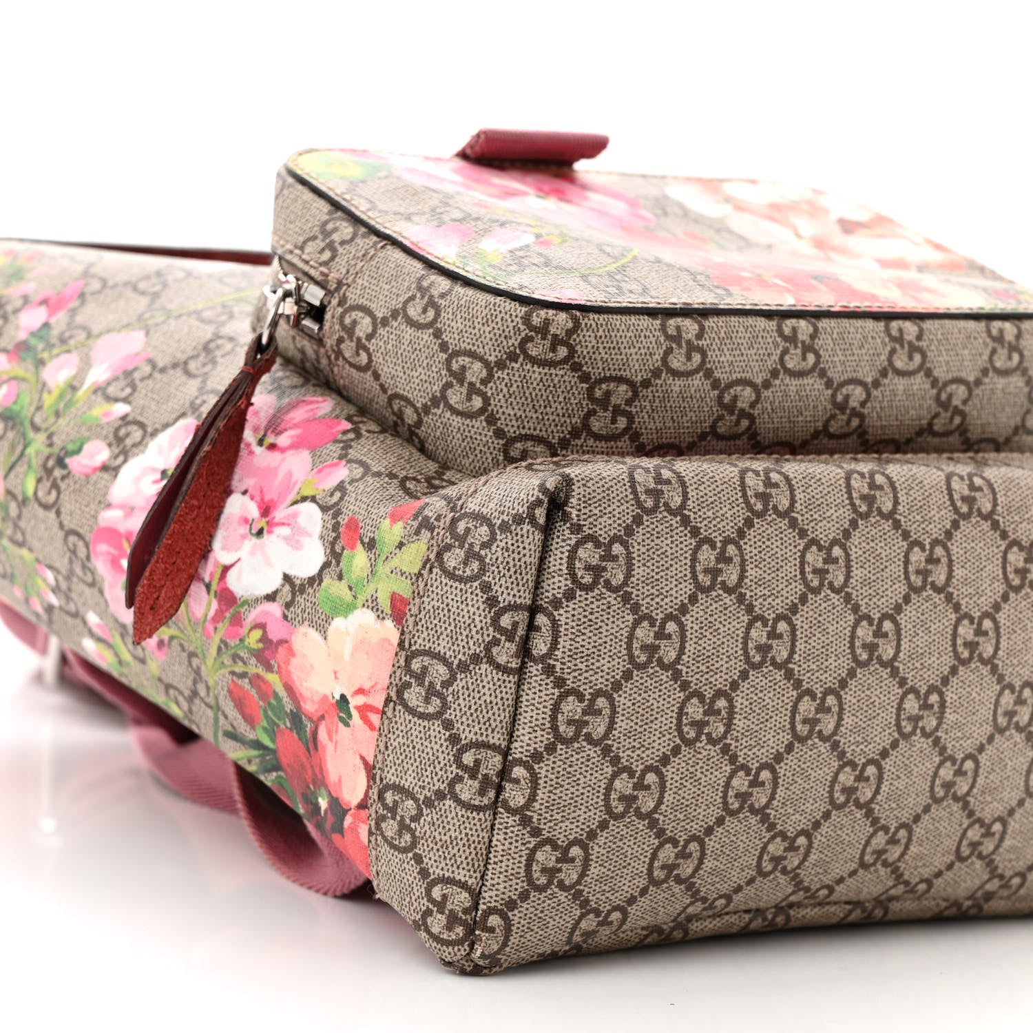 Gucci GG Supreme Monogram Blooms Small Single Buckle Backpack Beige Multicolor Dry Rose 9 of 13
