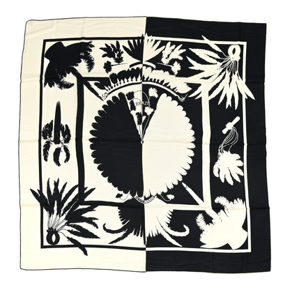 Hermes Cashmere Silk Brazil Tattoo Shawl 140 Bleu Black White 1 of 6