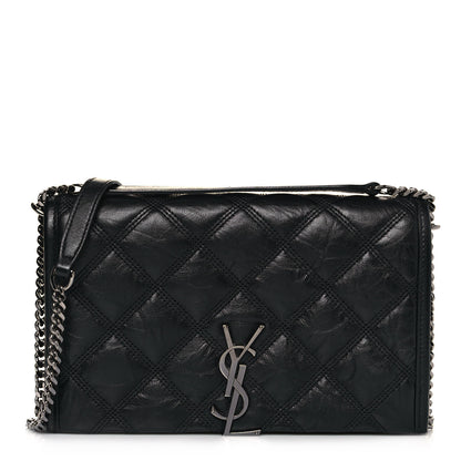 Saint Laurent Lambskin Diamond Quilted Becky Chain Wallet Black 1 of 13
