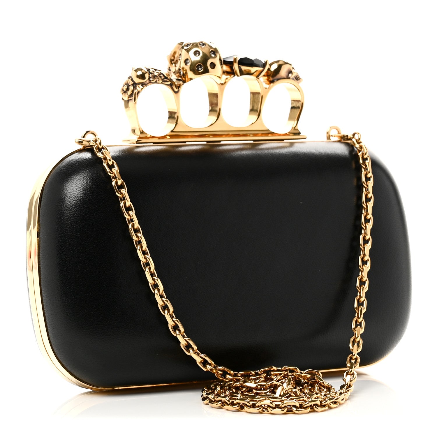 Alexander McQueen Nappa Skull Knuckle Duster Box Clutch Black 3 of 10