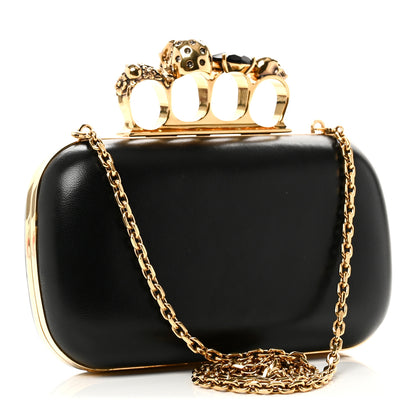 Alexander McQueen Nappa Skull Knuckle Duster Box Clutch Black 3 of 10