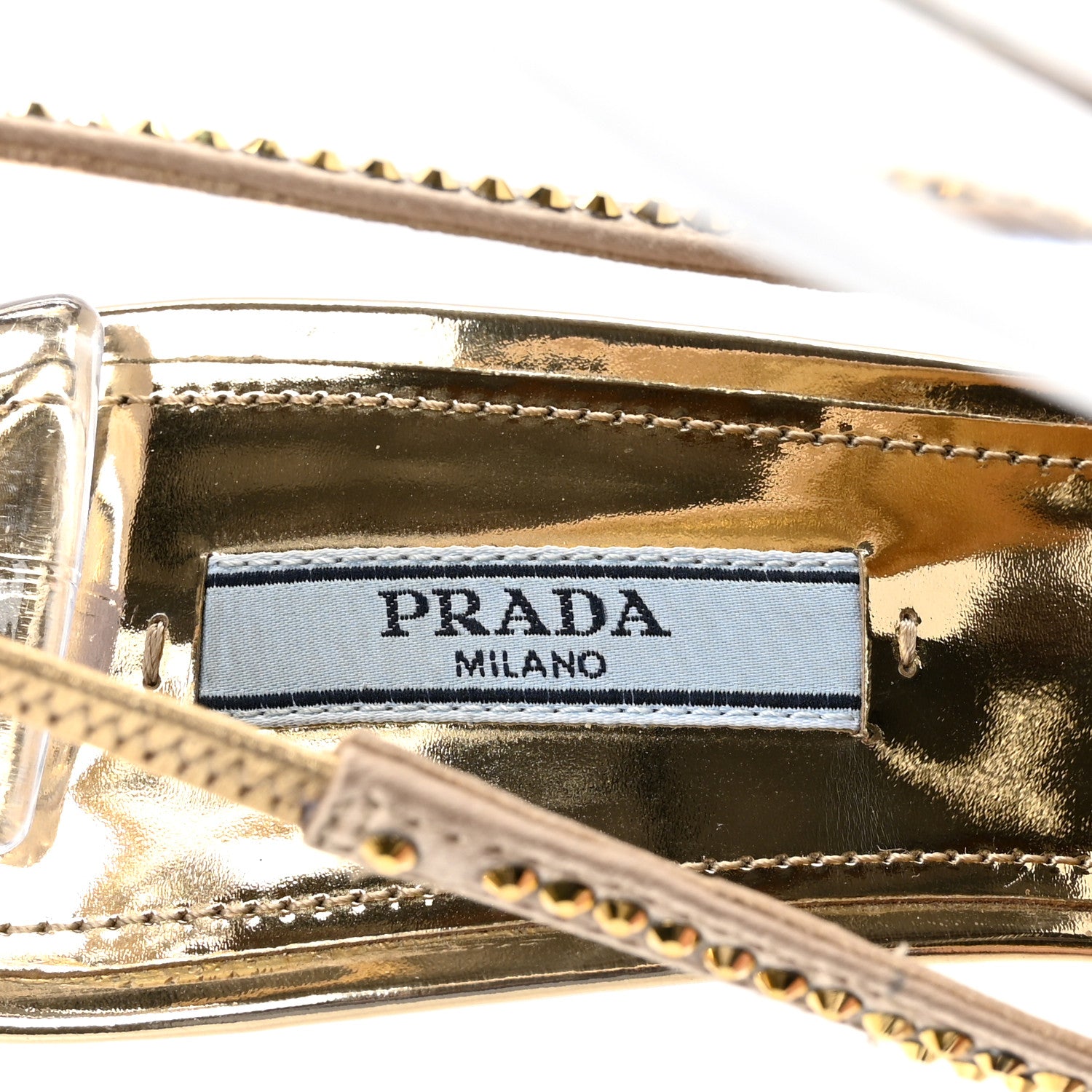 Prada Satin Crystal Triangle Logo 85mm Slingback Pumps 38.5 Platino 8 of 9