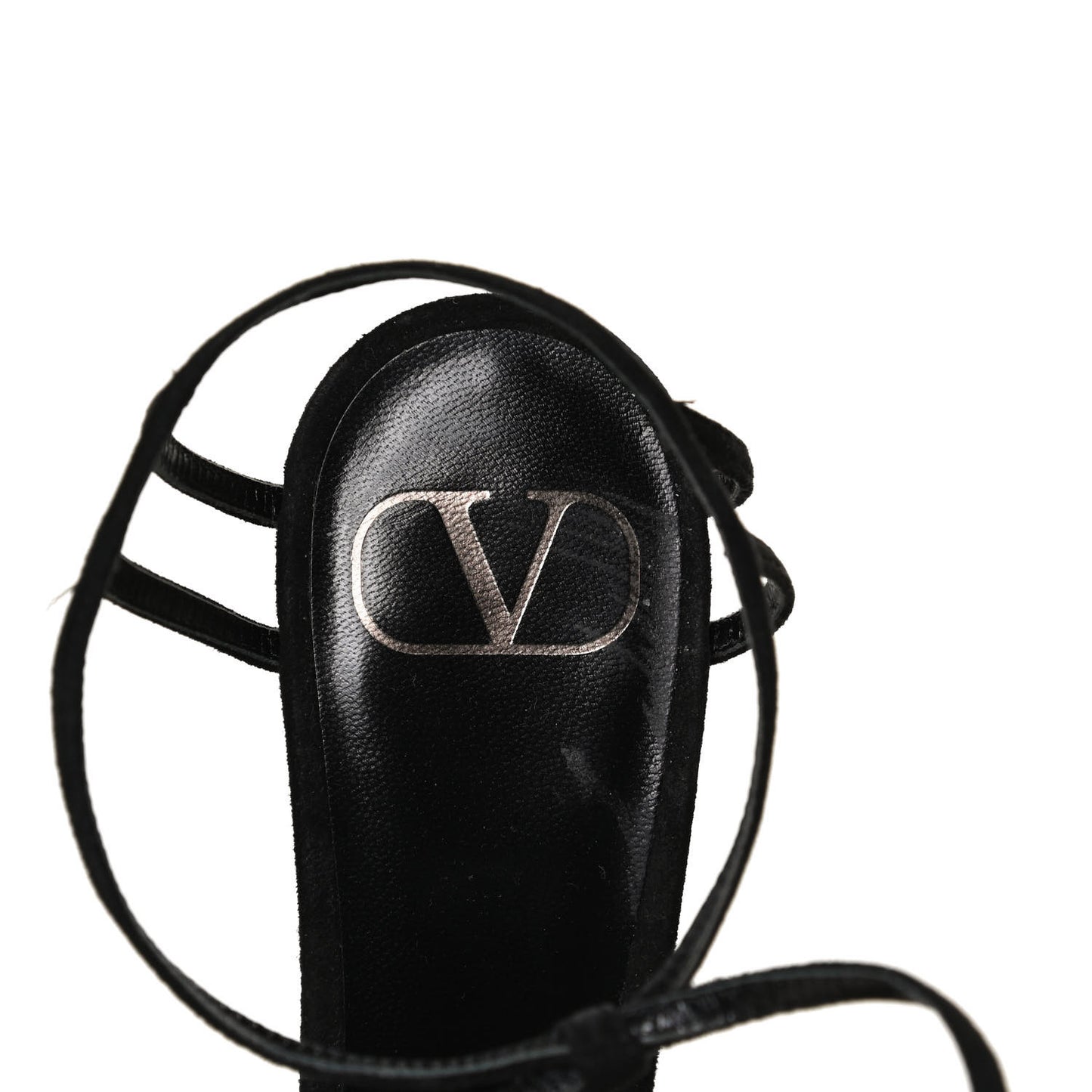 Suede Crystal Snake Embellished Ankle Strap Pumps 36.5 Black