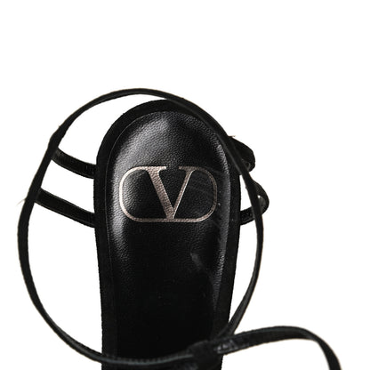 Valentino Garavani Suede Crystal Snake Embellished Ankle Strap Pumps 36.5 Black 10 of 11