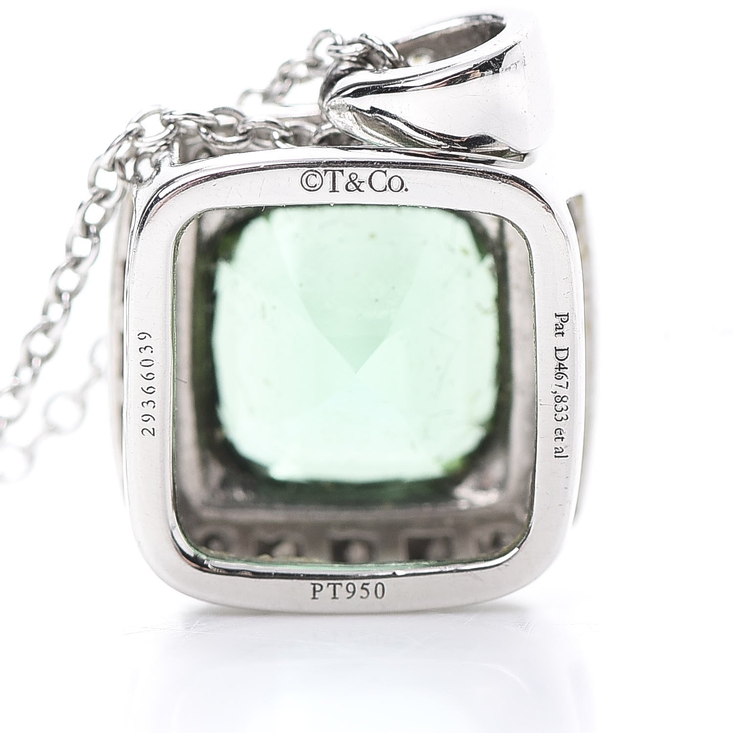 Tiffany Platinum Diamond Green Tourmaline Legacy Pendant Necklace 7 of 8