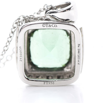 Tiffany Platinum Diamond Green Tourmaline Legacy Pendant Necklace 7 of 8