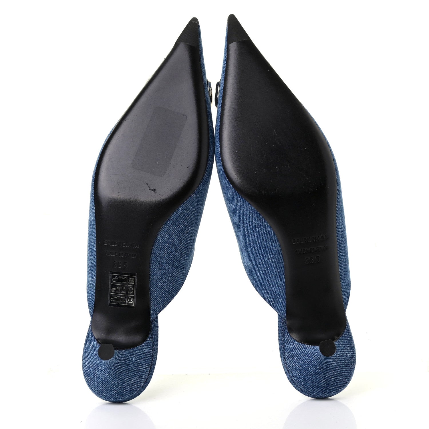 Balenciaga Japanese Vintage Denim BB Knife Pointed Toe 40mm Mules 38.5 Light Blue 6 of 12